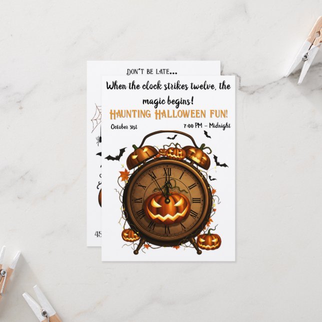 Die Einladung zum Halloween-Party der Pumpkin-Stun (Vorderseite/Rückseite Beispiel)