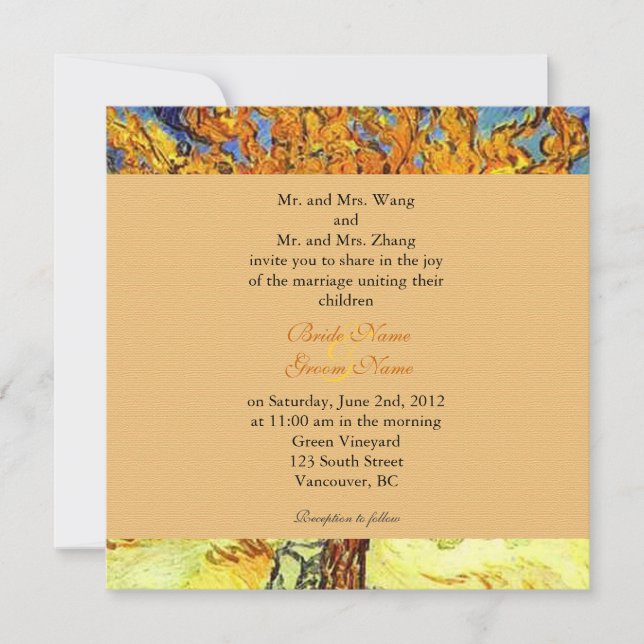 Die Einladungen der Mulberry Tree zum Hochzeitsfei (Vorderseite)