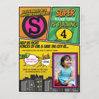 Die Einladungs-Superheld des Superheld-rosa Einladung