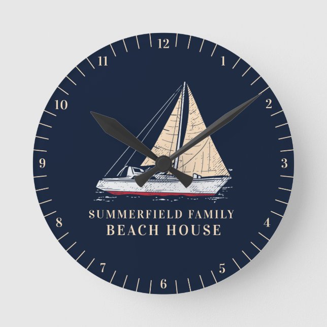 Die Einrichtung des Nautical Family Beach House is Runde Wanduhr (Vorderseite)