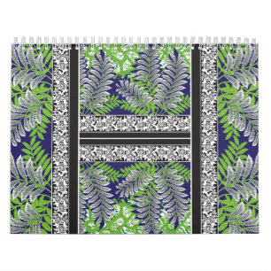 Die Einrichtung ist grün und lila. Kalender