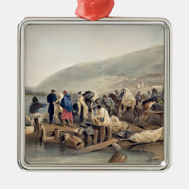 Die Einschiffung des Kranken bei Balaklava Silbernes Ornament (Vorne)