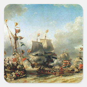 Die Einschiffung von Ruyter und von William de Quadratischer Aufkleber