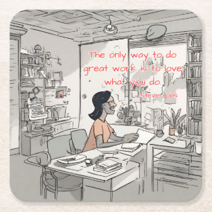 Die einzige Möglichkeit, großartige Arbeit zu leis Rechteckiger Pappuntersetzer