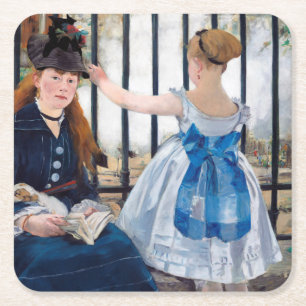 Die Eisenbahn, Edouard Manet Rechteckiger Pappuntersetzer