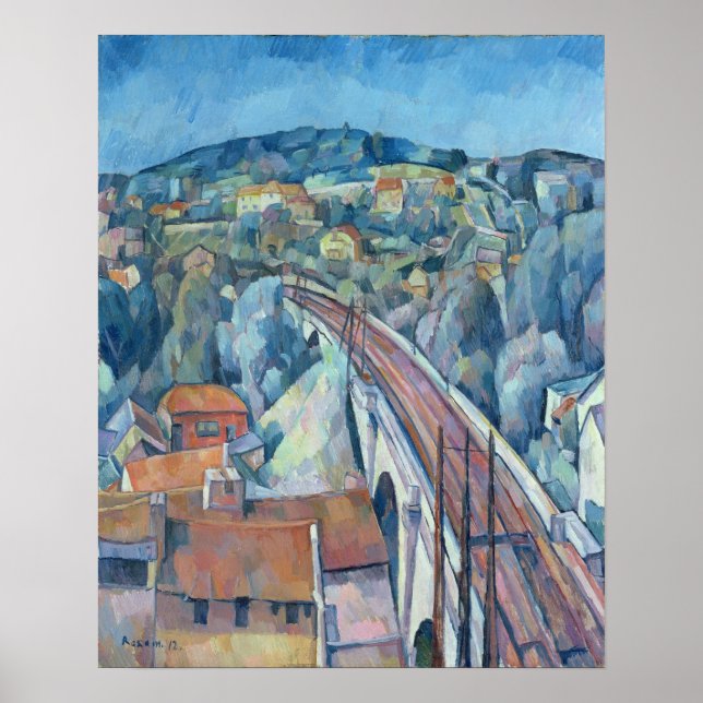 Die Eisenbahnbrücke in Meulen Poster (Vorne)