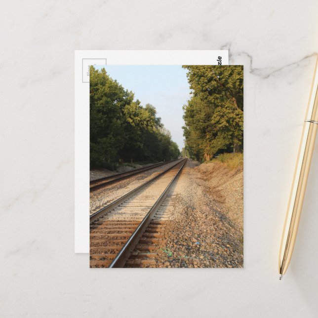 die Eisenbahnschienen Postkarte (Vorderseite/Rückseite Beispiel)