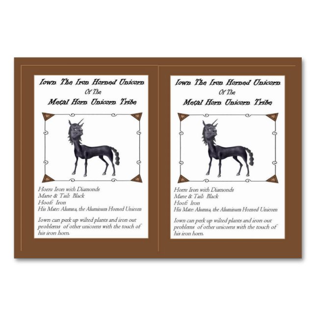 Die eiserne Horn-Unicorn-Handelskarte Tischnummer (Vorderseite)