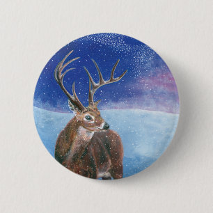 Die elaphische Rote Hirsche und die Winterlandscha Button