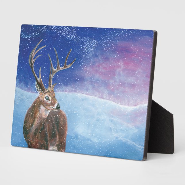 Die elaphische Rote Hirsche und die Winterlandscha Fotoplatte (Seite)