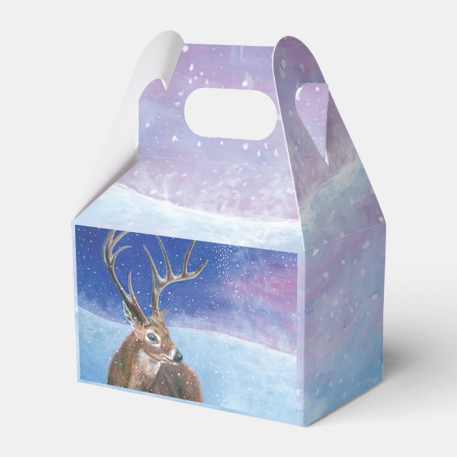 Die elaphische Rote Hirsche und die Winterlandscha Geschenkschachtel (Vorderseite)