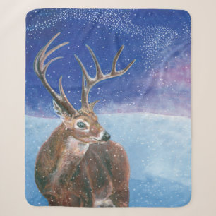 Die elaphische Rote Hirsche und die Winterlandscha Sherpadecke