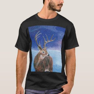 Die elaphische Rote Hirsche und die Winterlandscha T-Shirt