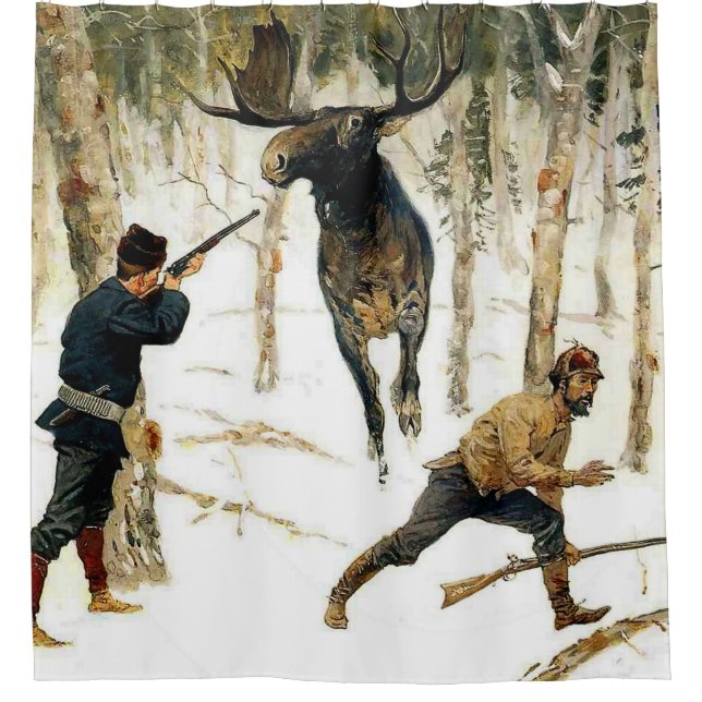 Die Elchjagd von Frederic Remington Duschvorhang (Vorderseite)