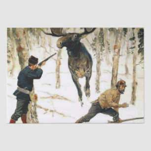 Die Elchjagd von Frederic Remington Seidenpapier