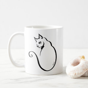 Die elegante Hand, die 5 Linien Katzen-Doppeltem Kaffeetasse