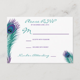 Die elegante Pfauen-RSVP-Einladung RSVP Karte