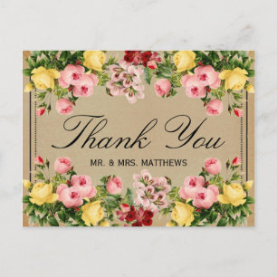 Die elegante Vintage-Blumenhochzeitskollektion Postkarte