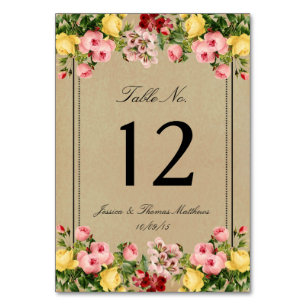 Die elegante Vintage-Blumenhochzeitskollektion Tischnummer