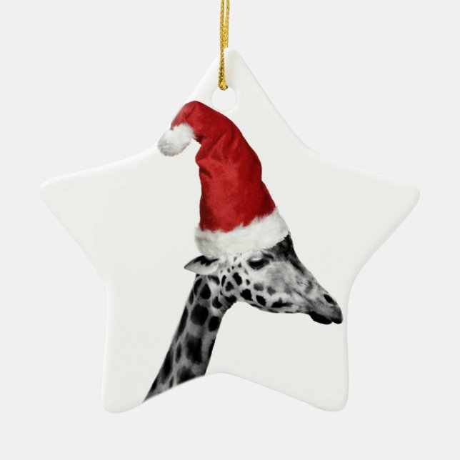 Die Eleganz der Weihnachtsgiraffe Keramik Ornament (Vorne)