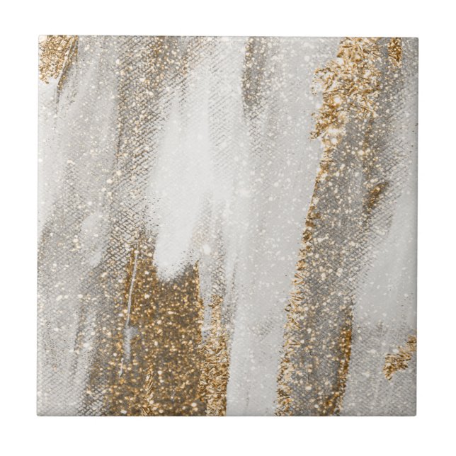 Die Eleganz der weißen und goldenen Keramik Fliese (Vorderseite)