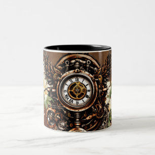 Die Eleganz von Steampunk-Blumenmagie Zweifarbige Tasse