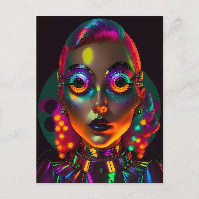 Die elektrische Frau Postkarte (Vorderseite)