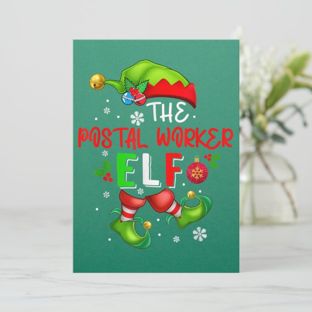 Die Elf-Weihnachtskostüme Lover der Postarbeiter Einladung (Stehend Vorderseite)