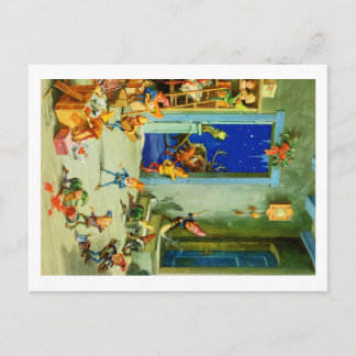 Die Elfen des Weihnachtsmanns sind in seinem Works Feiertagspostkarte