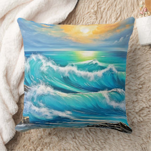 Die Embrace des Ozeans: Wave Art Kissen