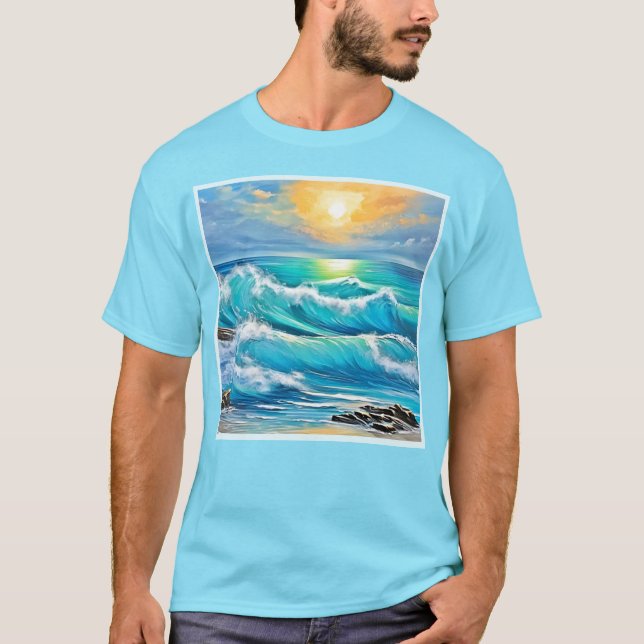 Die Embrace des Ozeans: Wave Art T-Shirt (Vorderseite)