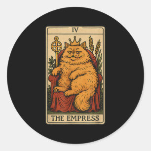 Die Empress Cat Tarot Card Funny Witchy Mystical K Runder Aufkleber