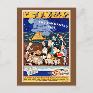 Die Enchanted Isle USA Vintage-Reiseposter Postkarte