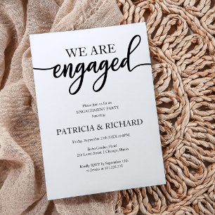 Die Engagement-Partei elegante Skripte Schwarz und Einladung
