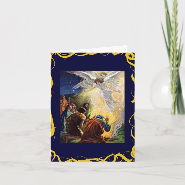 Die Engel besuchen die Hirten Feiertagskarte (Vorderseite)