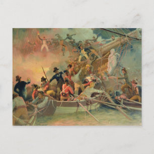 Die englische Marine, die ein französisches Schiff Postkarte