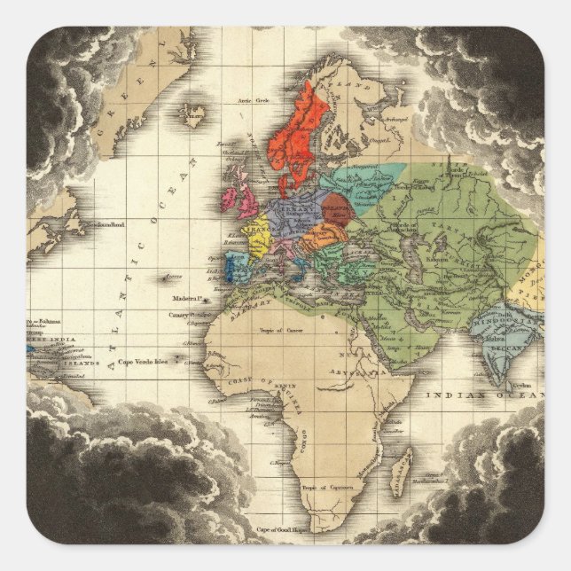 Die Entdeckung Amerikas 1498 AD Quadratischer Aufkleber (Vorderseite)