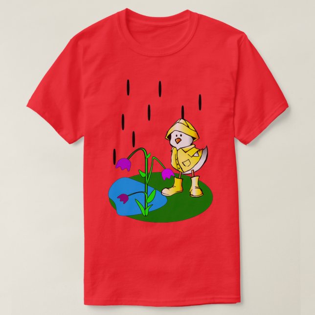die Ente mit einem Regenmantel T-Shirt (Design vorne)