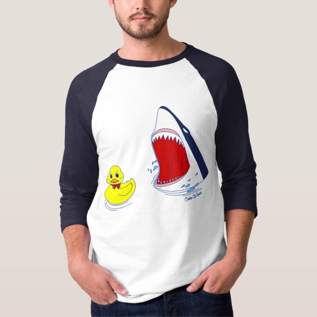 Die Ente und der Haifisch-Gekritzel-Kunst-T - T-Shirt (Vorderseite)