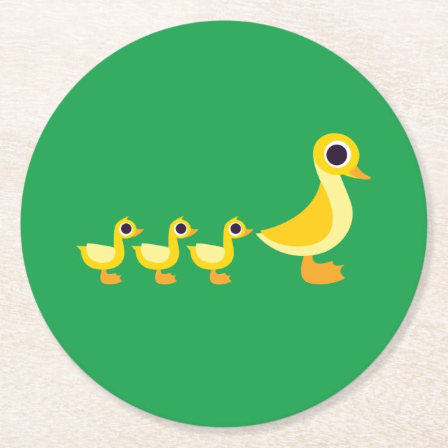 Die Enten-Familie Runder Pappuntersetzer (Vorderseite)