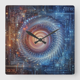 Die Enthüllung des digitalen Reiches Quadratische Wanduhr