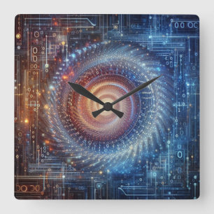 Die Enthüllung des digitalen Reiches Quadratische Wanduhr