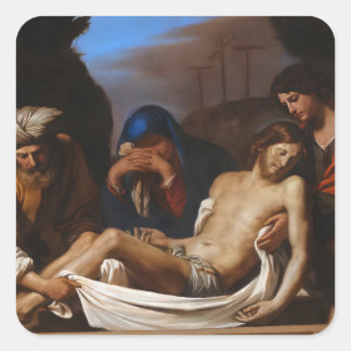 Die Entombation der religiösen Kunst Guercinos Quadratischer Aufkleber