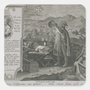 Die Entwicklung des Astrolabiums des Mariners Quadratischer Aufkleber