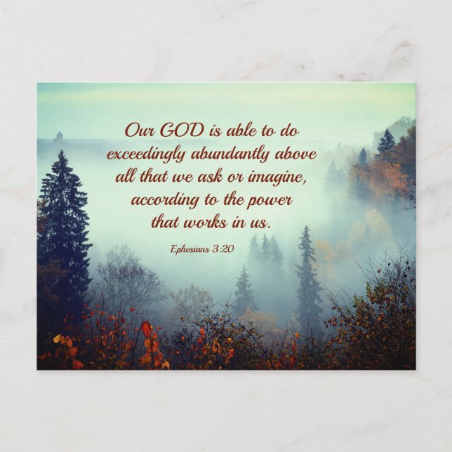 Die Ephesianer 3:20 Unser Gott ist... Fall Forest Postkarte (Vorderseite)