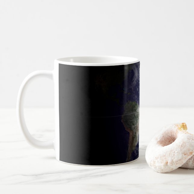 Die Erde an ihrem Äquinoktium. Kaffeetasse (Mit Donut)