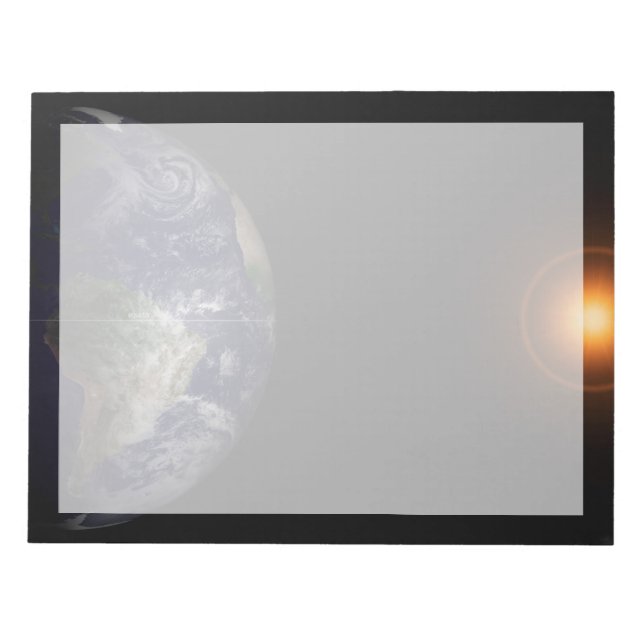 Die Erde an ihrem Äquinoktium. Notizblock (Vorderseite)