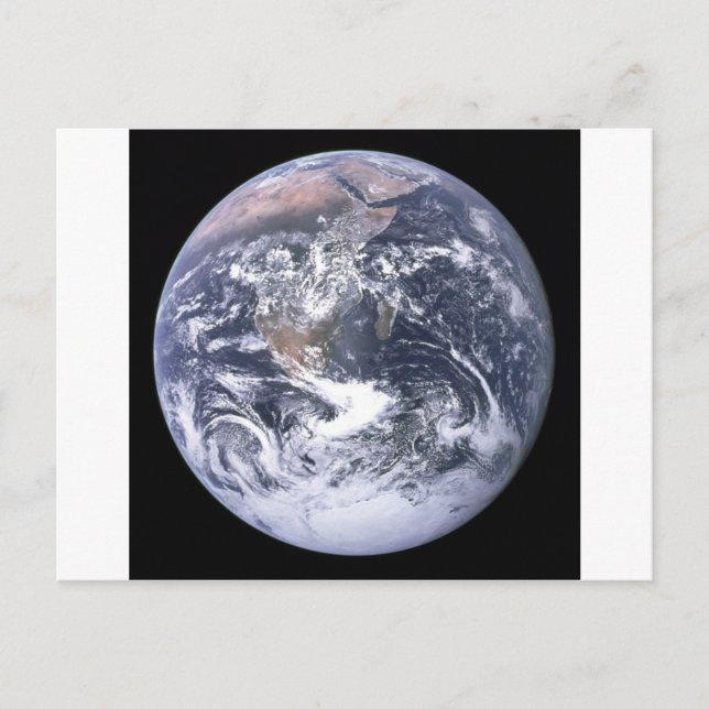 Die Erde "Der Blaue Marmor" scheint aus Apollo 17 Postkarte (Vorderseite)