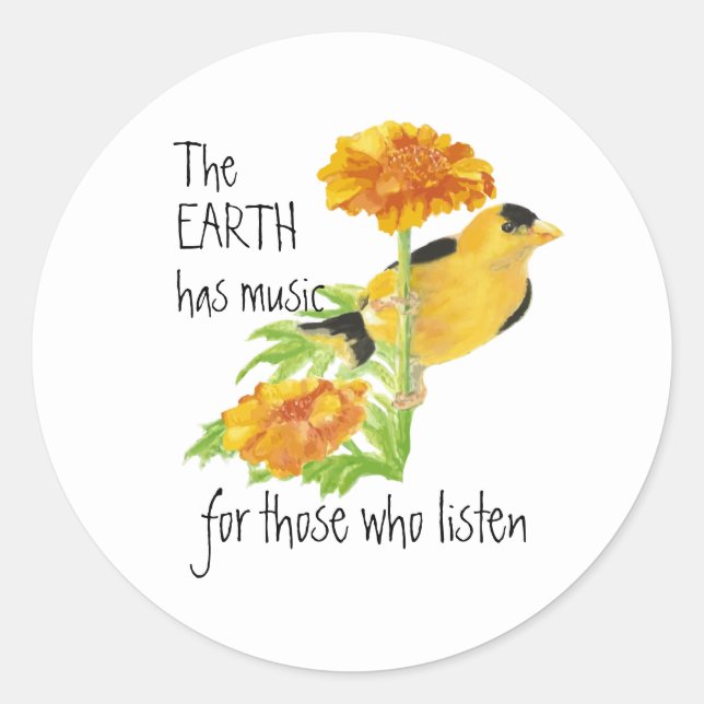 Die Erde hat Musik für diejenigen, die Zitat hören Runder Aufkleber (Vorderseite)