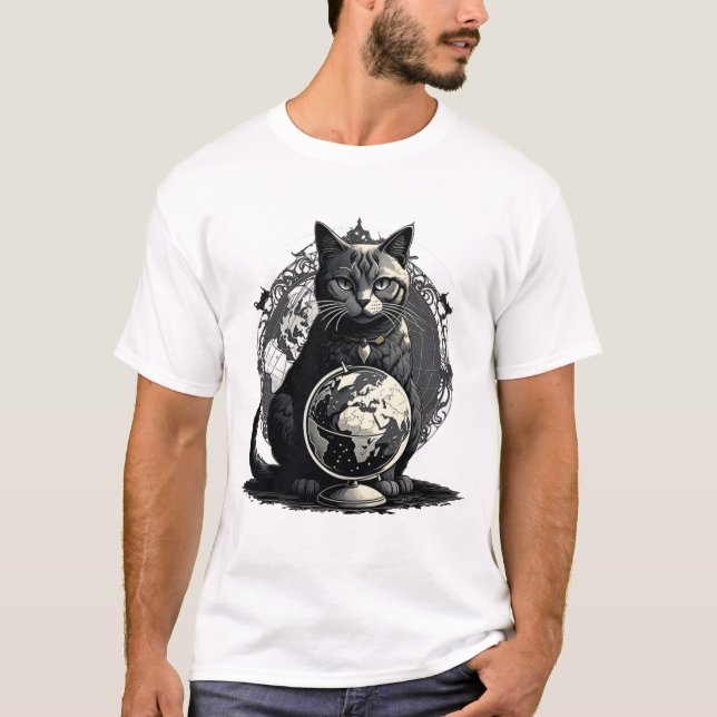Die Erde , Katze Gotische Kunst T-Shirt (Vorderseite)